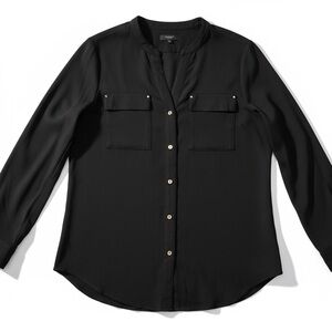 Premise Elegant Black Button-Down Blouse